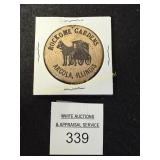 Wooden Nickel - Rockome Gardens - Arcola, IL