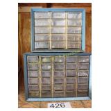 Pair of Vintage Blue Metal Multi-Drawer Organizers