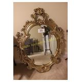 Large Ornate Gold-Tone Victorian Style Mirror