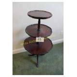Mahogany 3-Tier Pie Crust Dumbwaiter Table