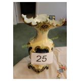 Ornate Victorian Style Majolica Style Footed Vase