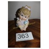 Seated Bisque Girl Figurine w/Beach Ball