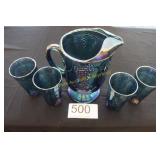 Carnival Glass Set - Harvest & Grape Pattern