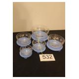 (5) piece Floral Glass Mixing Bowl Set w/Lids