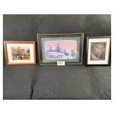 (3) Framed Prints - Horses / Farm / Jesus