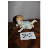 Large Reclining Bisque Baby in Blue