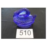 Cobalt Blue Glass Swan on Nest - Heisey