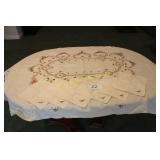 Vtg. Hand Embroidered Banquet Size Tablecloth