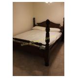 Carved Wood Four Post Bed Frame