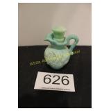 Green Slag Glass Rose Cruet