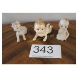 Trio of Unmarked Bisque Porcelain Babies