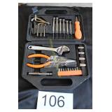 Household Tool Kit w/Pliers, Wrench & Bits