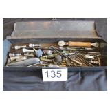 Misc. Steel Box w/Misc. Hardware - Drill Bits, Mor