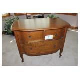 Antique Oak Serpentine Fron 3 Drawer Cabinet