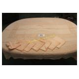 Vtg. Peach Damask Tablecloth & Napkin Set (7)