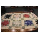 Handstitched Vintage Star Pattern Quilt Topper