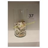 Large Clear Glass Vase w/Shells