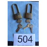 Pair of Tru-Bolt Long Shackle Padlocks w/Keys