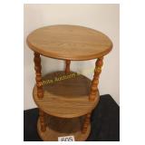 3 Tier Round Oak Applique Side Table
