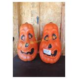 Vtg. Halloween Pumpkin Blow Mold Pair