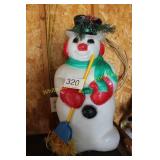 Vtg. Lighted Snowman w/Broom Blow Mold
