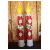 Vtg. Christmas Noel Candle Blow Mold Pair