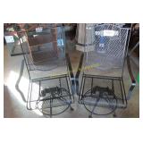 Pair of Wrought Iron Swivel Patio Chairs