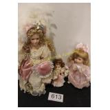 Heirloom Doll - Trio of Victorian Style Dolls
