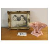 Ornate Gold Frame & Pink McCoy Style Vase