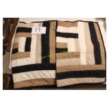 Hand Stitched Quilted Pillow Sham Pair