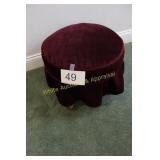 Round Burgundy Velvet Upholstered Vanity Stool