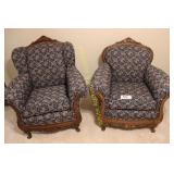 Pair of Victorian Style Floral Tapestry Armchairs