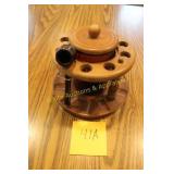 Vintage Carousel Wood Pipe w/Humidor Jar