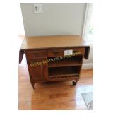 Maple Rolling Drop Leaf Kitchen Utility Cabinet