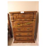 Traditional Oak 5-Drawer Highboy Chest