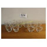 Gold-Rimmed Etched Tumblers & Bowls Sets