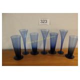 Blue Ombre Glass Flutes Tumblers Set
