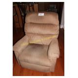 Tan Ribbon Fabric Over Stuffed Reclining Chair
