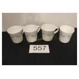 (4) Corell Blue Bed of Roses Swirl Mugs