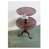 Mahogany 2- Tier Dumbwaiter Side Table