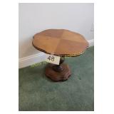 Vtg. Scalloped Edge Pedestal Side Table