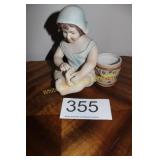 VBM Germany Bisque Piano Baby w/Basket