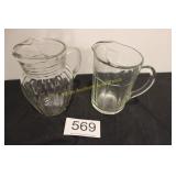 (2) Pressed Glass Beer Pitchers