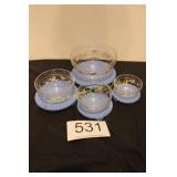 (4) Piece Floral Glass Mixing Bowl Set w/Lids