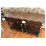 Dark Wood 2-Drawer Couch Table w/ Lower Shelf