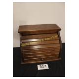 Vintage  Oak Roll-Top Bread Box