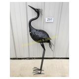 Black Metal Heron Sculpture - Outdoor Use