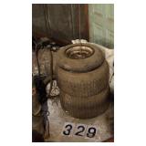 2) Turf Tires Mounted 20x8 1 Wheelbarrow Tire