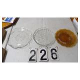 Carnival Glass Plate & 2) Serving Platters