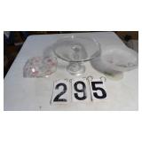 1) Stemmed Cake Plate 2) Stemmed Bowls